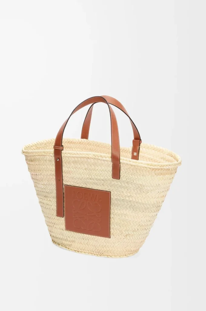 Borsa Classic Basket grande in foglie di palma e pelle di vitello Naturale/Tan Borsa Classic Basket grande in foglie di palma e pelle di vitello Naturale/Tan