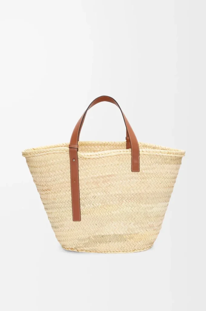 Borsa Classic Basket grande in foglie di palma e pelle di vitello Naturale/Tan Borsa Classic Basket grande in foglie di palma e pelle di vitello Naturale/Tan