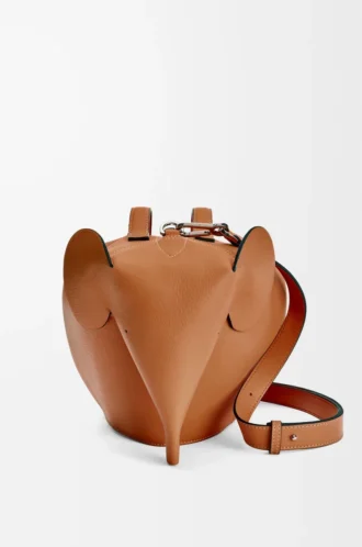Borsa Elephant grande in pelle di vitello classica Tan