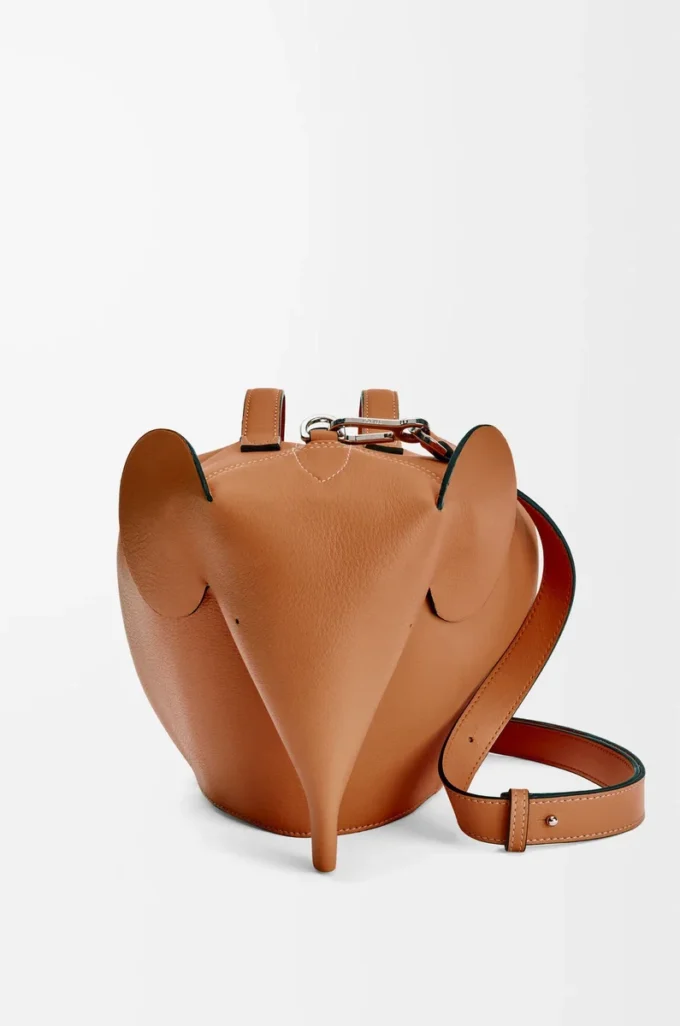 Borsa Elephant grande in pelle di vitello classica Tan