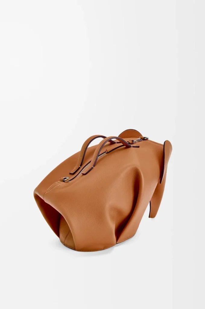 Borsa Elephant grande in pelle di vitello classica Tan
