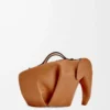 Borsa Elephant grande in pelle di vitello classica Tan