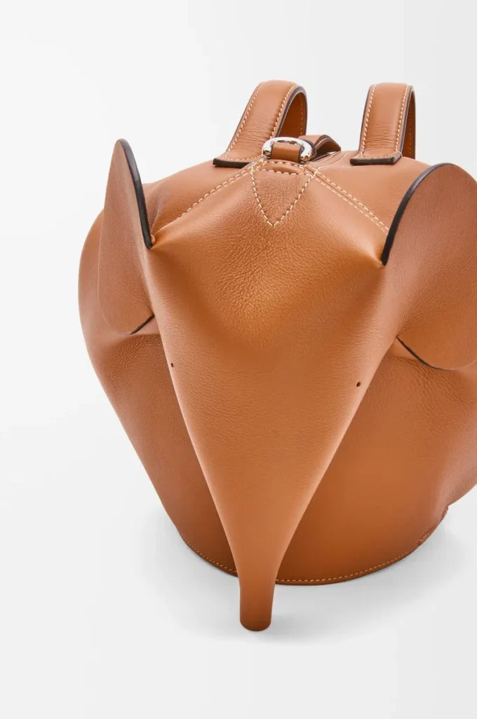 Borsa Elephant grande in pelle di vitello classica Tan