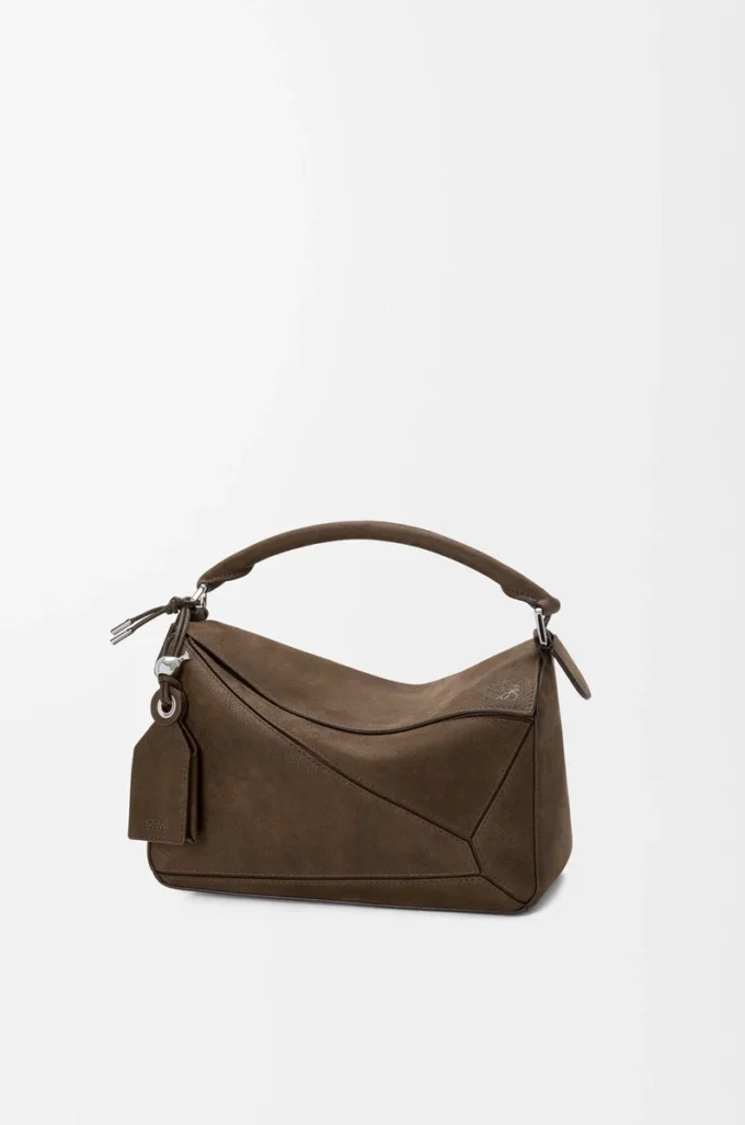 Borsa Featherlight Puzzle piccola in nubuck granulato Tundra