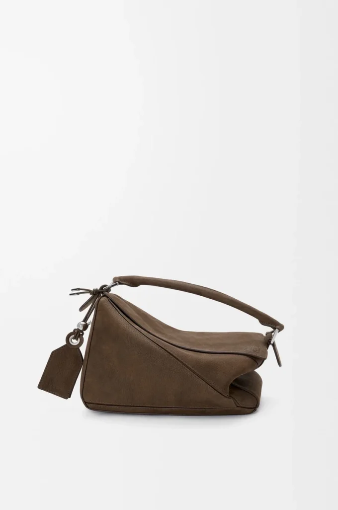 Borsa Featherlight Puzzle piccola in nubuck granulato Tundra