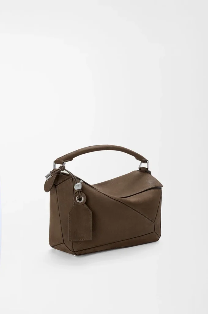 Borsa Featherlight Puzzle piccola in nubuck granulato Tundra