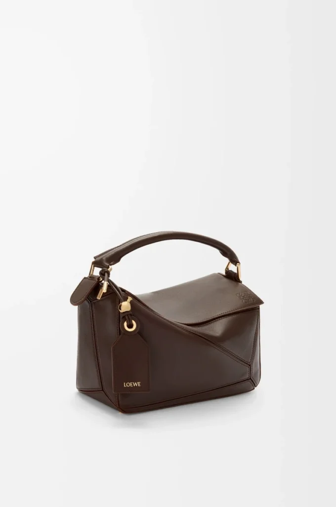 Borsa Featherlight Puzzle piccola in pelle di agnello nappa Dark Chestnut Borsa Featherlight Puzzle piccola in pelle di agnello nappa Dark Chestnut