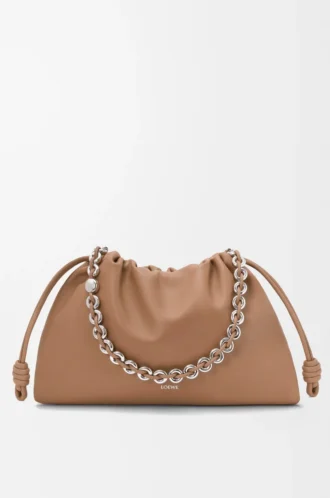 Borsa Flamenco grande in morbida pelle di agnello nappa color moka