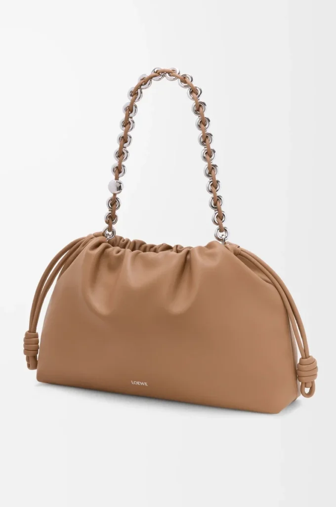 Borsa Flamenco grande in morbida pelle di agnello nappa color moka Borsa Flamenco grande in morbida pelle di agnello nappa color moka