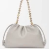 Borsa Flamenco grande in morbida pelle di agnello nappa grigio conchiglia Borsa Flamenco grande in morbida pelle di agnello nappa grigio conchiglia