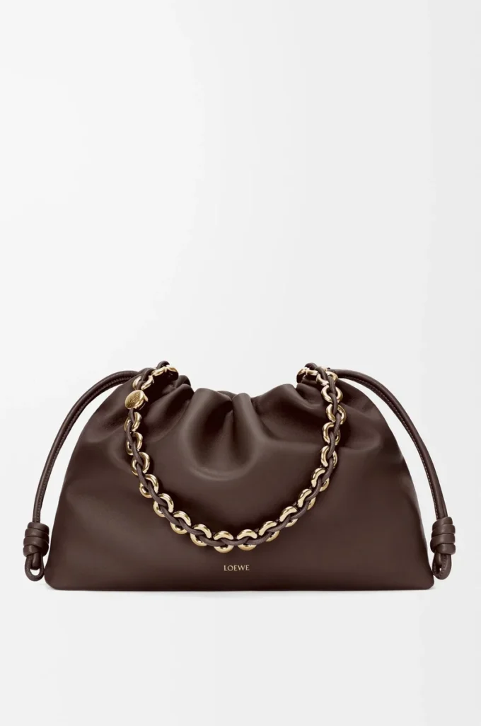Borsa Flamenco grande in morbida pelle di agnello nappa Marrone scuro Borsa Flamenco grande in morbida pelle di agnello nappa Marrone scuro