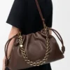 Borsa Flamenco grande in morbida pelle di agnello nappa Marrone scuro Borsa Flamenco grande in morbida pelle di agnello nappa Marrone scuro