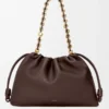 Borsa Flamenco grande in morbida pelle di agnello nappa Marrone scuro Borsa Flamenco grande in morbida pelle di agnello nappa Marrone scuro