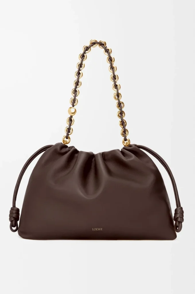 Borsa Flamenco grande in morbida pelle di agnello nappa Marrone scuro Borsa Flamenco grande in morbida pelle di agnello nappa Marrone scuro