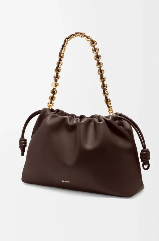 Borsa Flamenco grande in morbida pelle di agnello nappa Marrone scuro Borsa Flamenco grande in morbida pelle di agnello nappa Marrone scuro