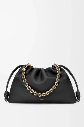 Borsa Flamenco grande in morbida pelle di agnello nappa Nero