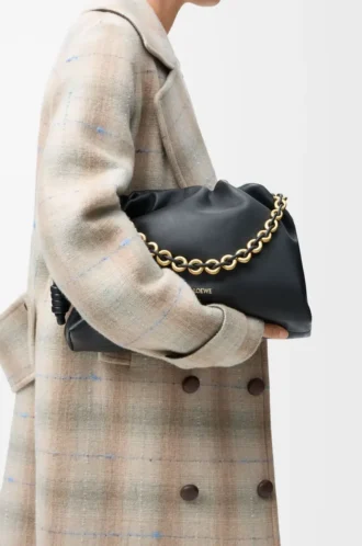 Borsa Flamenco grande in morbida pelle di agnello nappa Nero