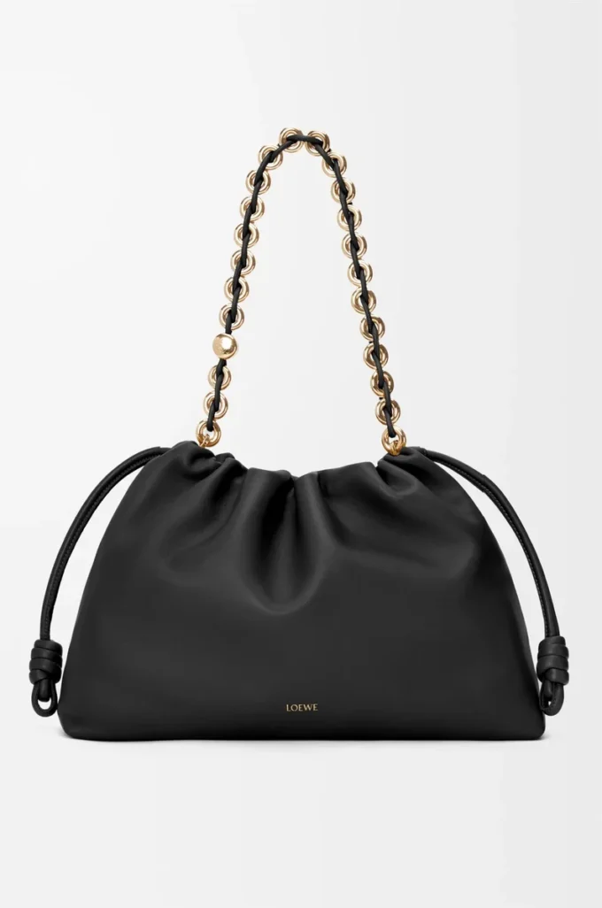 Borsa Flamenco grande in morbida pelle di agnello nappa Nero Borsa Flamenco grande in morbida pelle di agnello nappa Nero