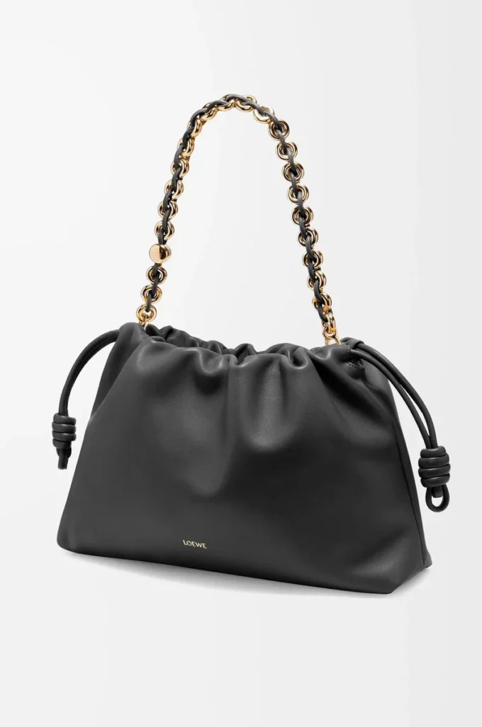 Borsa Flamenco grande in morbida pelle di agnello nappa Nero Borsa Flamenco grande in morbida pelle di agnello nappa Nero