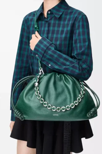 Borsa Flamenco grande in pelle di cervo Evergreen