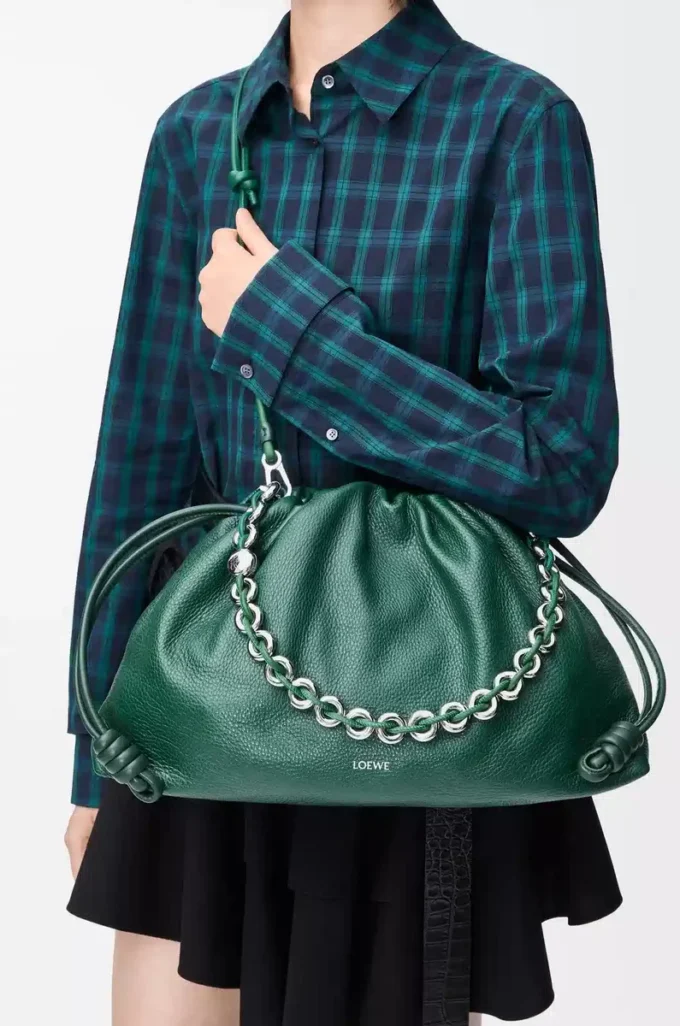 Borsa Flamenco grande in pelle di cervo Evergreen Borsa Flamenco grande in pelle di cervo Evergreen