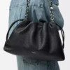 Borsa Flamenco grande in pelle di vitello a grana fine nera Borsa Flamenco grande in pelle di vitello a grana fine nera