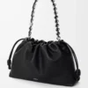 Borsa Flamenco grande in pelle di vitello a grana fine nera Borsa Flamenco grande in pelle di vitello a grana fine nera