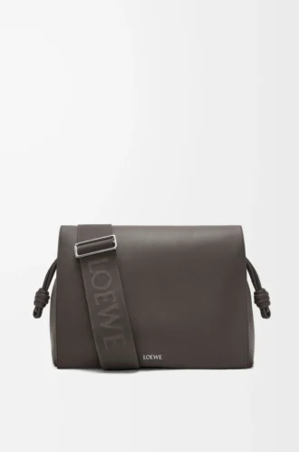 Borsa Flamenco in morbida pelle di vitello lucida Grigio scuro