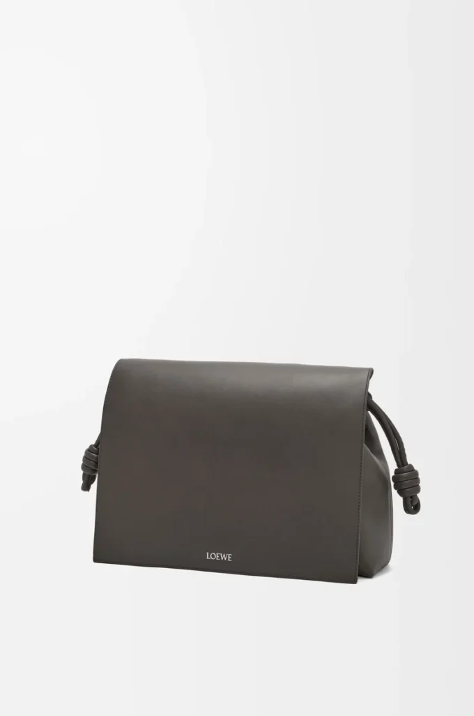 Borsa Flamenco in morbida pelle di vitello lucida Grigio scuro Borsa Flamenco in morbida pelle di vitello lucida Grigio scuro