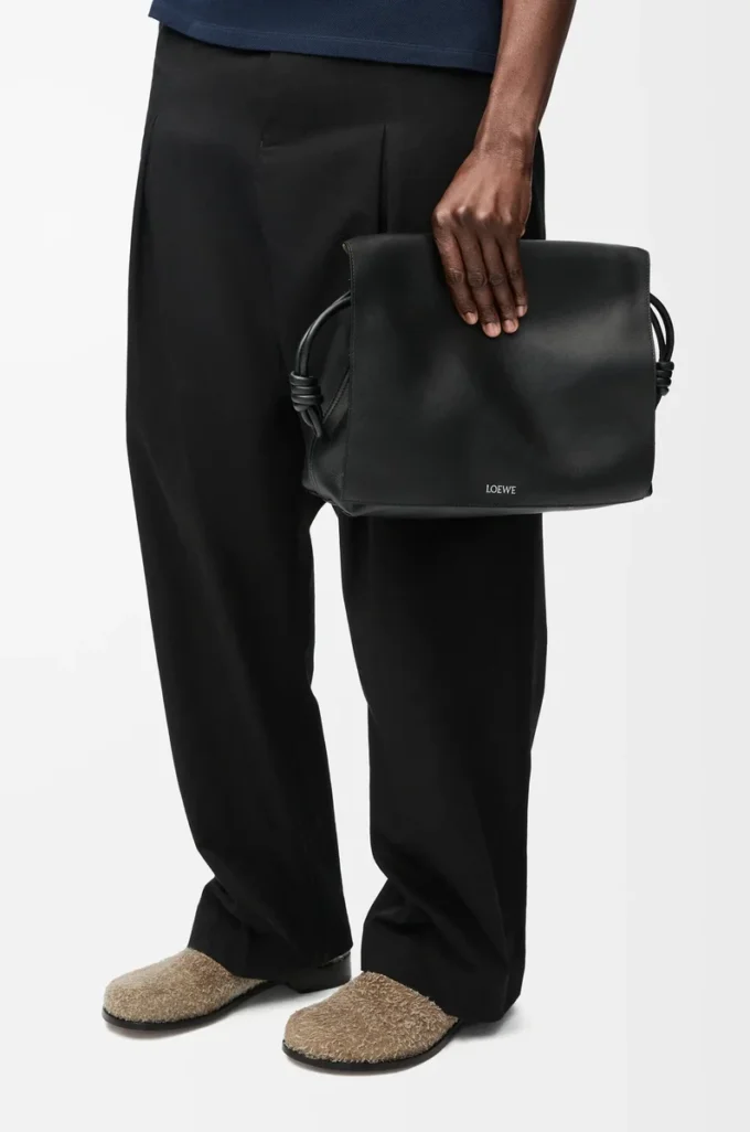 Borsa Flamenco in morbida pelle di vitello lucida Nero Borsa Flamenco in morbida pelle di vitello lucida Nero