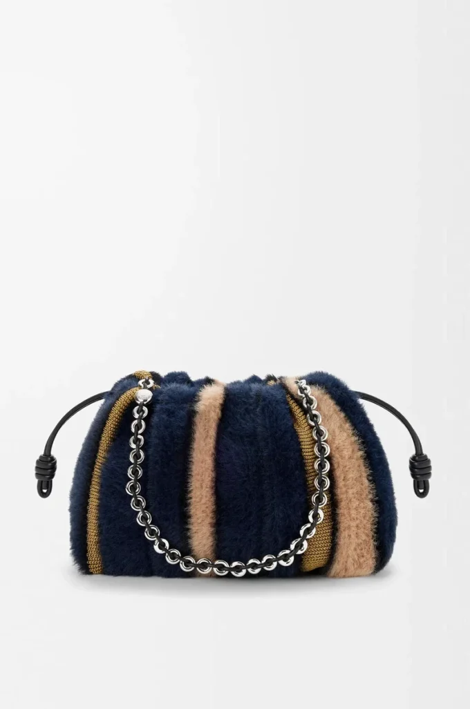 Borsa Flamenco media in maglia jacquard Multicolor Deep Navy