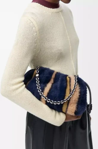 Borsa Flamenco media in maglia jacquard Multicolor Deep Navy