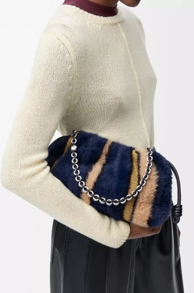 Borsa Flamenco media in maglia jacquard Multicolor Deep Navy