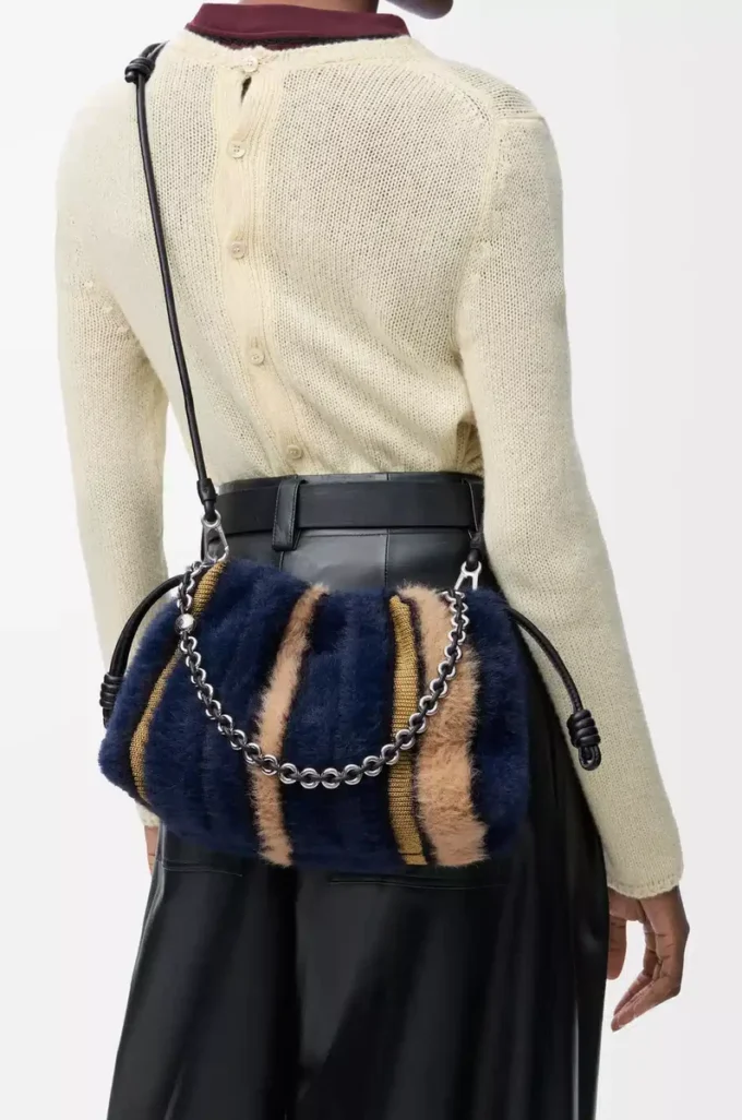 Borsa Flamenco media in maglia jacquard Multicolor Deep Navy