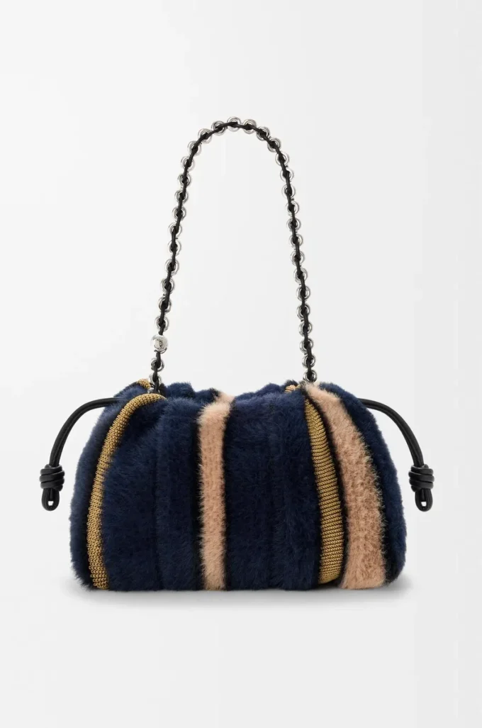 Borsa Flamenco media in maglia jacquard Multicolor Deep Navy