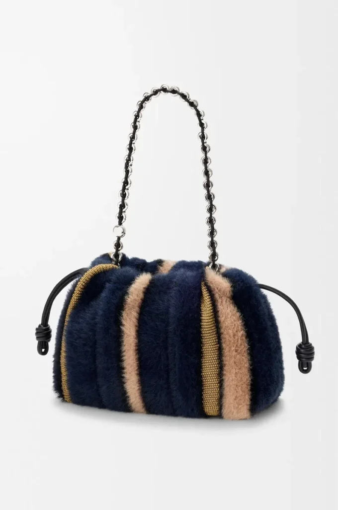 Borsa Flamenco media in maglia jacquard Multicolor Deep Navy