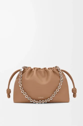 Borsa Flamenco media in morbida pelle di agnello nappa color moka