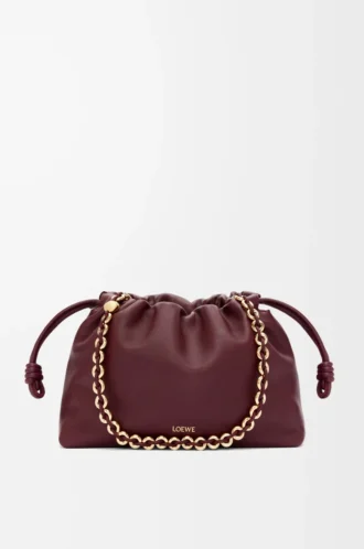 Borsa Flamenco media in morbida pelle di agnello nappa Dark Burgundy