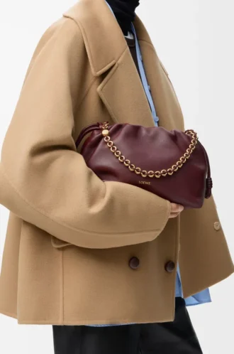 Borsa Flamenco media in morbida pelle di agnello nappa Dark Burgundy
