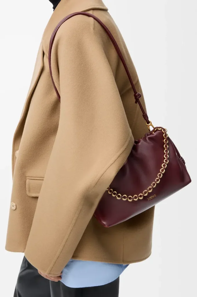 Borsa Flamenco media in morbida pelle di agnello nappa Dark Burgundy Borsa Flamenco media in morbida pelle di agnello nappa Dark Burgundy