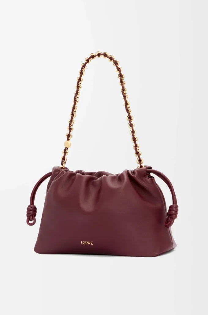 Borsa Flamenco media in morbida pelle di agnello nappa Dark Burgundy Borsa Flamenco media in morbida pelle di agnello nappa Dark Burgundy
