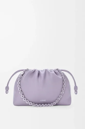 Borsa Flamenco media in morbida pelle di agnello nappa Dirty Mauve