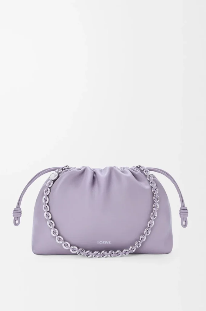 Borsa Flamenco media in morbida pelle di agnello nappa Dirty Mauve