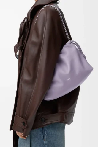 Borsa Flamenco media in morbida pelle di agnello nappa Dirty Mauve