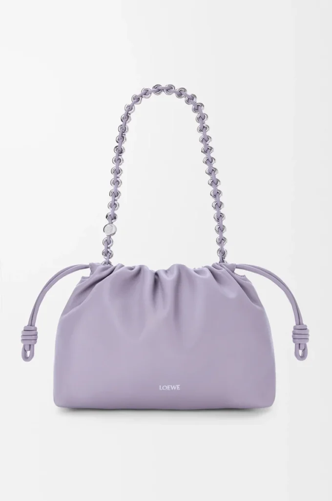 Borsa Flamenco media in morbida pelle di agnello nappa Dirty Mauve