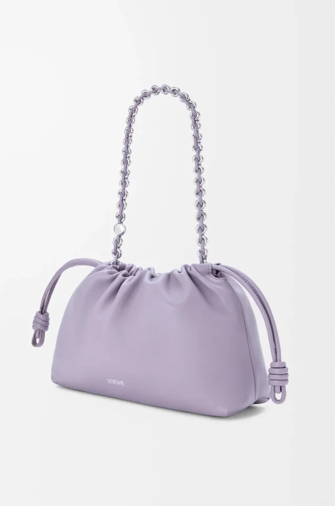 Borsa Flamenco media in morbida pelle di agnello nappa Dirty Mauve
