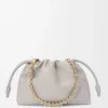 Borsa Flamenco media in morbida pelle di agnello nappa grigio conchiglia