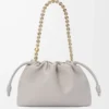 Borsa Flamenco media in morbida pelle di agnello nappa grigio conchiglia