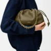 Borsa Flamenco media in morbida pelle di agnello nappa Kaki scuro