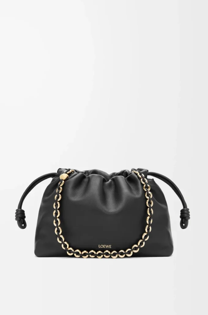 Borsa Flamenco media in morbida pelle di agnello nappa nera Borsa Flamenco media in morbida pelle di agnello nappa nera
